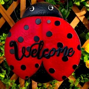 Red Ladybug Welcome Sign NEW